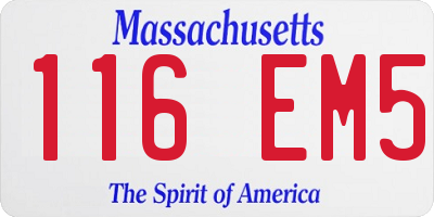 MA license plate 116EM5