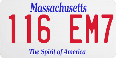 MA license plate 116EM7