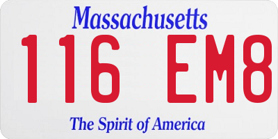 MA license plate 116EM8