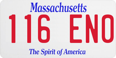 MA license plate 116EN0