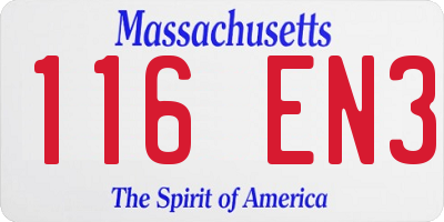 MA license plate 116EN3