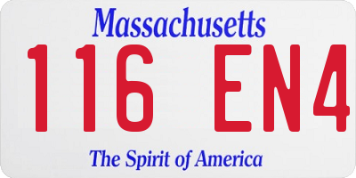 MA license plate 116EN4