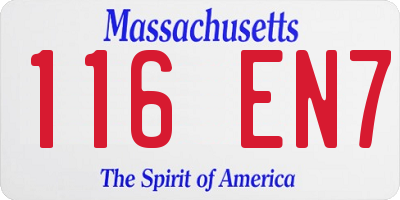 MA license plate 116EN7
