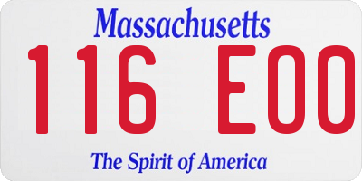 MA license plate 116EO0