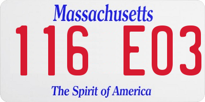 MA license plate 116EO3