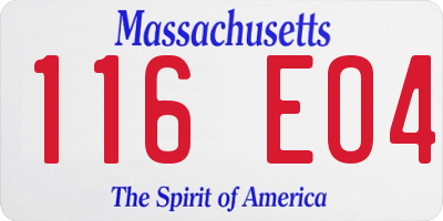 MA license plate 116EO4