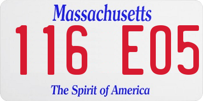 MA license plate 116EO5