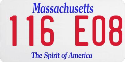 MA license plate 116EO8