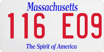 MA license plate 116EO9