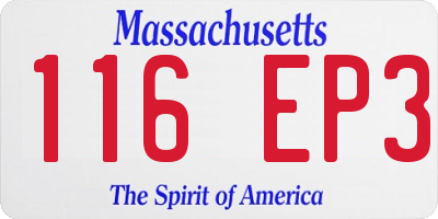 MA license plate 116EP3