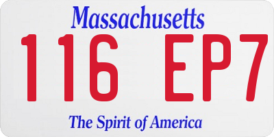 MA license plate 116EP7