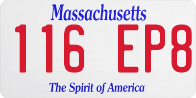 MA license plate 116EP8