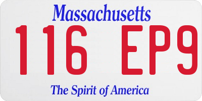MA license plate 116EP9