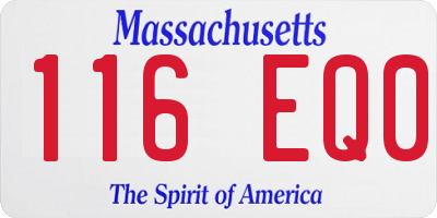 MA license plate 116EQ0