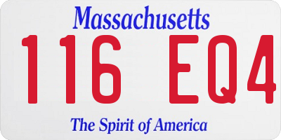 MA license plate 116EQ4