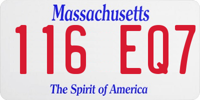 MA license plate 116EQ7