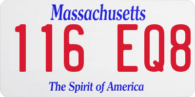 MA license plate 116EQ8