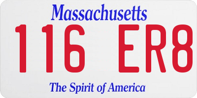 MA license plate 116ER8