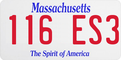 MA license plate 116ES3