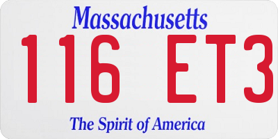 MA license plate 116ET3