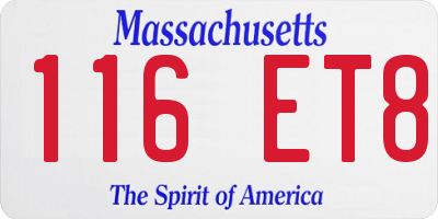 MA license plate 116ET8