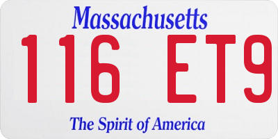 MA license plate 116ET9