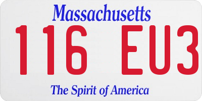 MA license plate 116EU3