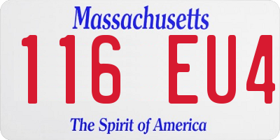 MA license plate 116EU4