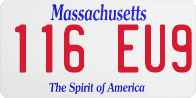 MA license plate 116EU9