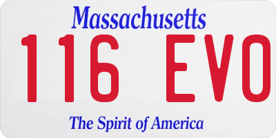 MA license plate 116EV0