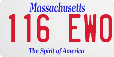 MA license plate 116EW0