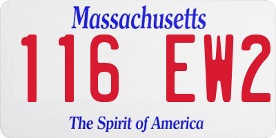 MA license plate 116EW2