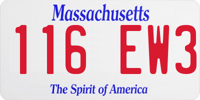 MA license plate 116EW3