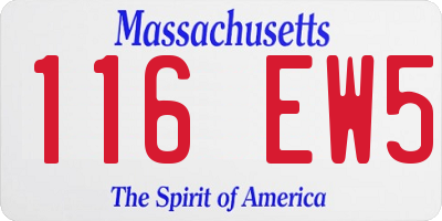 MA license plate 116EW5
