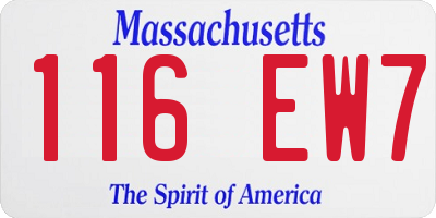 MA license plate 116EW7