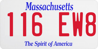 MA license plate 116EW8