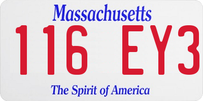 MA license plate 116EY3