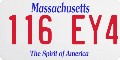 MA license plate 116EY4