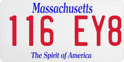 MA license plate 116EY8