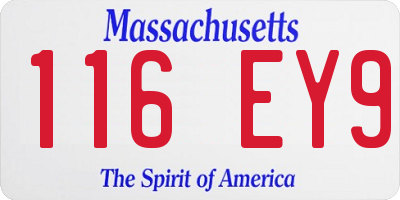 MA license plate 116EY9
