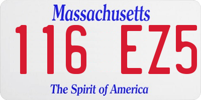 MA license plate 116EZ5