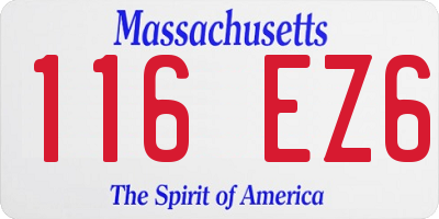 MA license plate 116EZ6