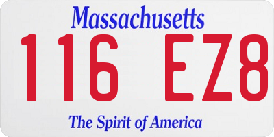 MA license plate 116EZ8