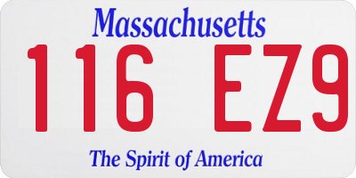 MA license plate 116EZ9
