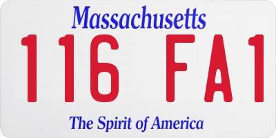 MA license plate 116FA1