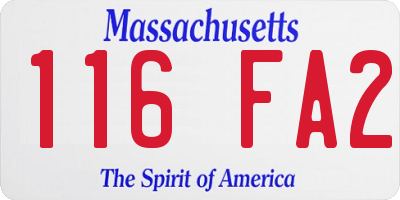 MA license plate 116FA2