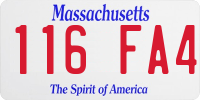 MA license plate 116FA4