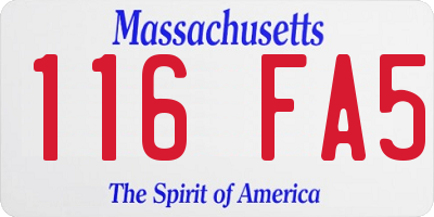 MA license plate 116FA5