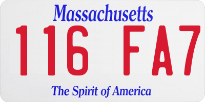 MA license plate 116FA7