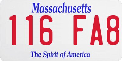 MA license plate 116FA8